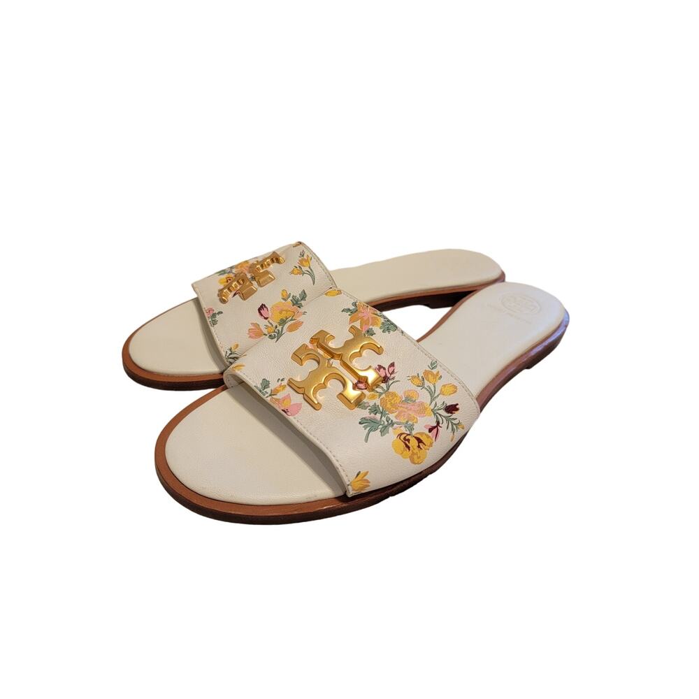 Tory Burch Floral Gold and Cream Sandals